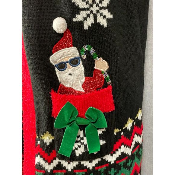 Holiday Time Santa Ugly Christmas Sweater Vest Women’s Medium 8-10 - Picture 3 of 12